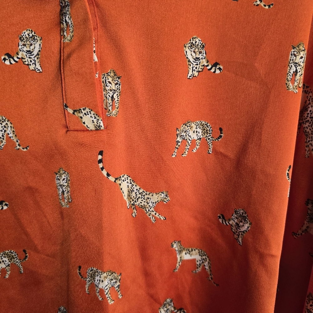 Chico's Leopard Pattern Orange Blouse Size 12/14 - image 4
